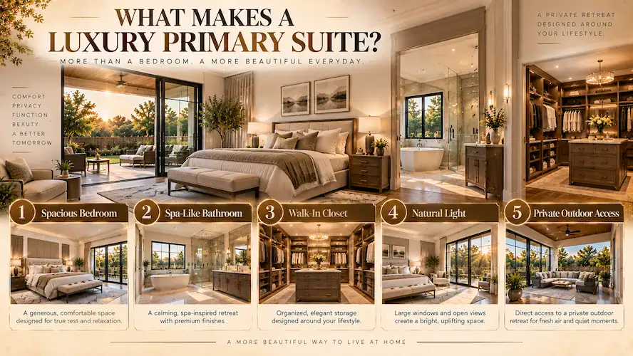 Luxury primary suite addition with spa-like bathroom, walk-in closet, natural light, and private outdoor access