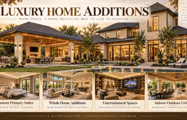 Luxury home addition features including custom storage, architectural millwork, natural light, premium bathrooms, and covered outdoor living