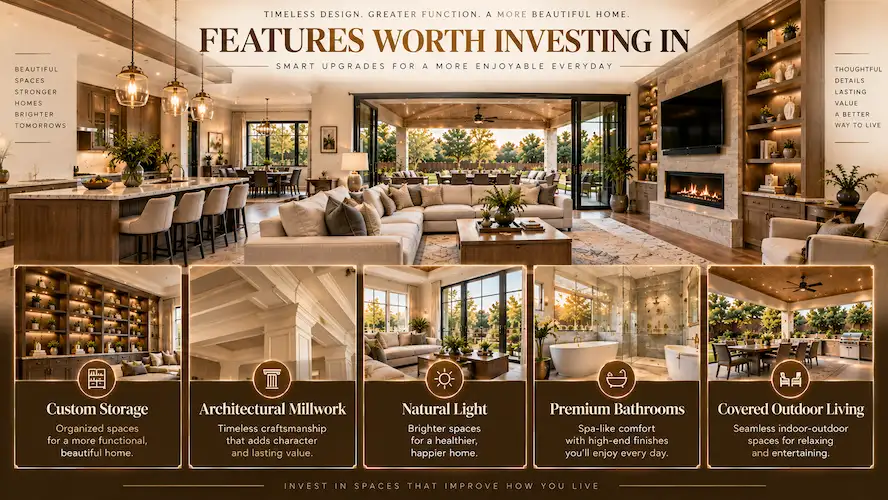 Luxury home addition in Houston with custom primary suite, entertainment space, large windows, and outdoor living area