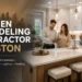 Houston kitchen remodeling contractor reviewing renovation plans in a modern luxury kitchen