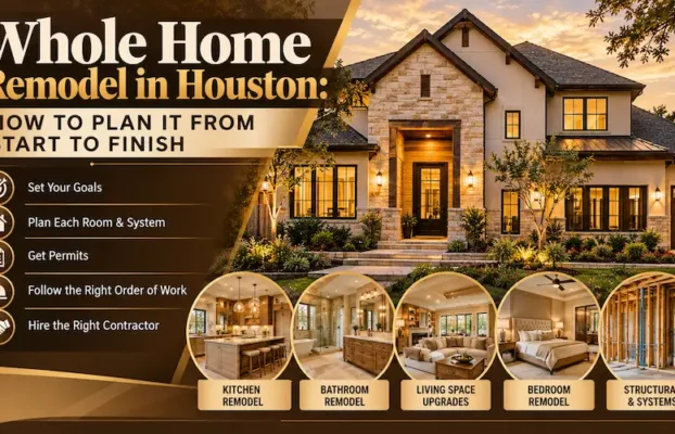 Whole home remodel in Houston with planning steps, room upgrades and construction systems